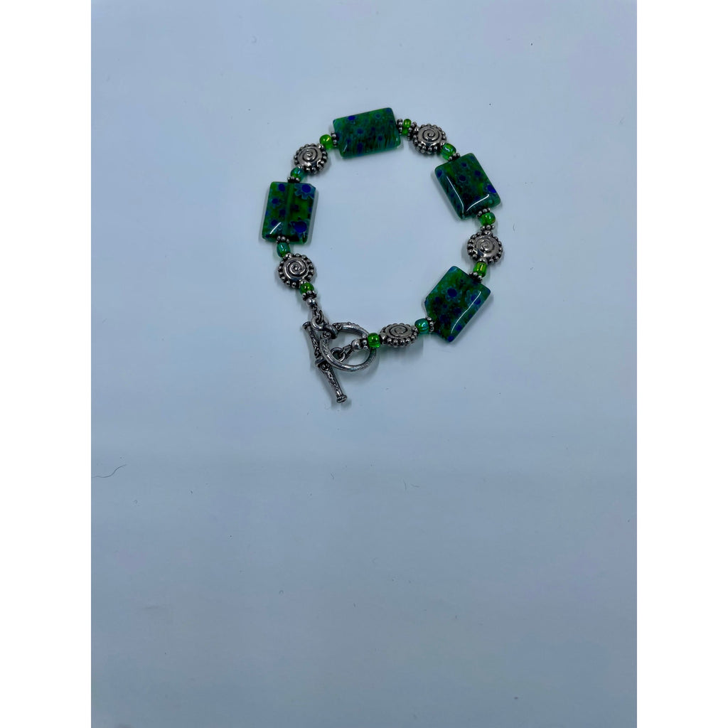 Stunning Mosaic Gemstone & Silver-Tone Bracelet